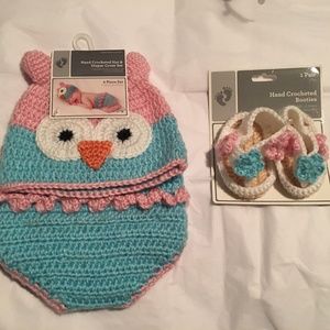Crocheted hat and diaper cover
